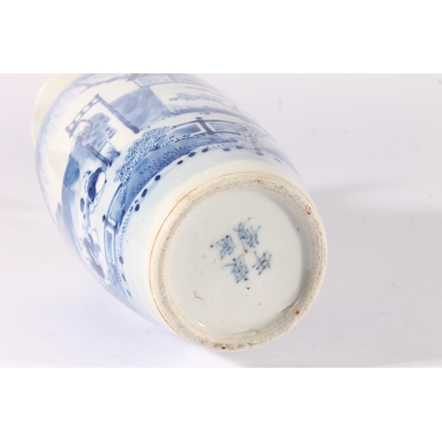 531 - Chinese blue and white porcelain baluster vase, late Qing period, the body decorated with family gar... 