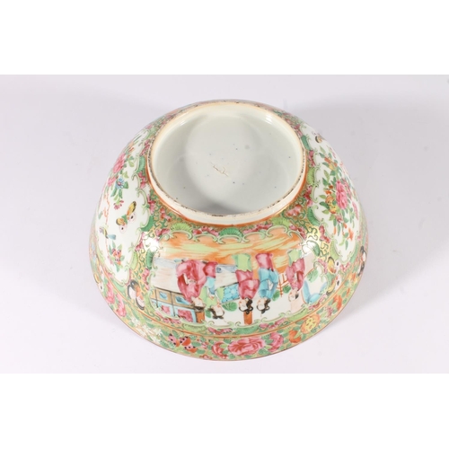 533 - Chinese Canton Famille Rose porcelain bowl, Republic period, decorated to the panels with figures, f... 