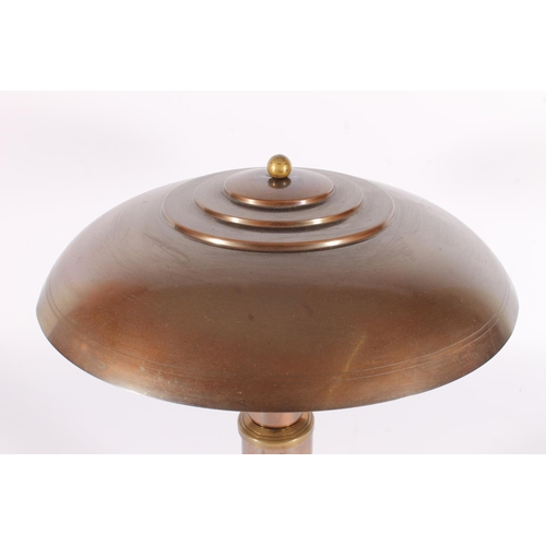 408 - Art Deco industrial style copper and metal table lamp, after Bert Dickerson c. 1930s, the stepped mu... 