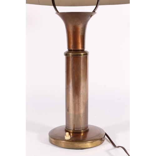 408 - Art Deco industrial style copper and metal table lamp, after Bert Dickerson c. 1930s, the stepped mu... 