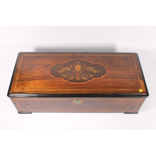 421 - Swiss Rosewood cased Cylinder music box by B. A. Bremond of Geneva, c1880, the rosewood case with ma... 