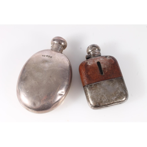 68 - Edwardian silver oval shaped spirit hip flask, hallmarked for Mappin & Webb Ltd, London 1908, 14... 