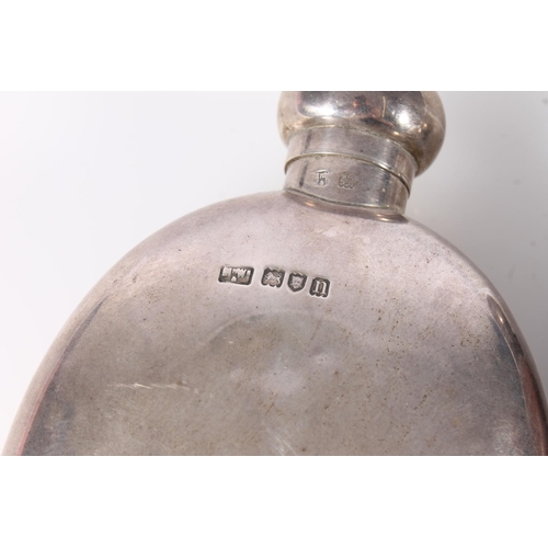 68 - Edwardian silver oval shaped spirit hip flask, hallmarked for Mappin & Webb Ltd, London 1908, 14... 