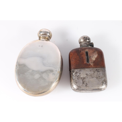 68 - Edwardian silver oval shaped spirit hip flask, hallmarked for Mappin & Webb Ltd, London 1908, 14... 