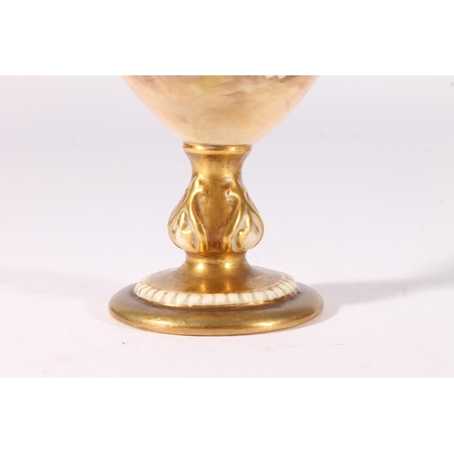 451 - Royal Worcester fruit decorated vase, c1930s, of baluster form on a knopped pedestal, shape 2260, si... 