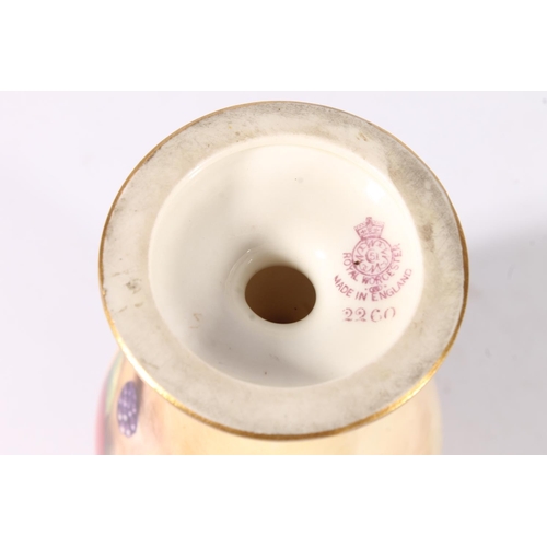 451 - Royal Worcester fruit decorated vase, c1930s, of baluster form on a knopped pedestal, shape 2260, si... 