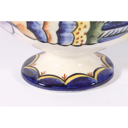 455 - Pair of Wemyss pottery duck spoon warmers, decorated in faience type colours, painted and printed We... 