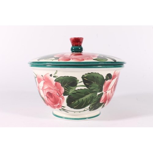 458 - Wemyss Pottery tureen, decorated with cabbage roses, stamped to base, W20cm.