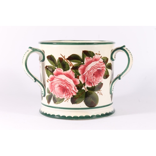 Wemyss Ware pottery large tyg decorated with cabbage roses, impressed ...