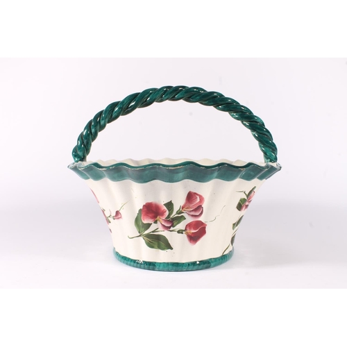 460 - Large Wemyss pottery trug basket, decorated with wild sweet pea, W41cm.