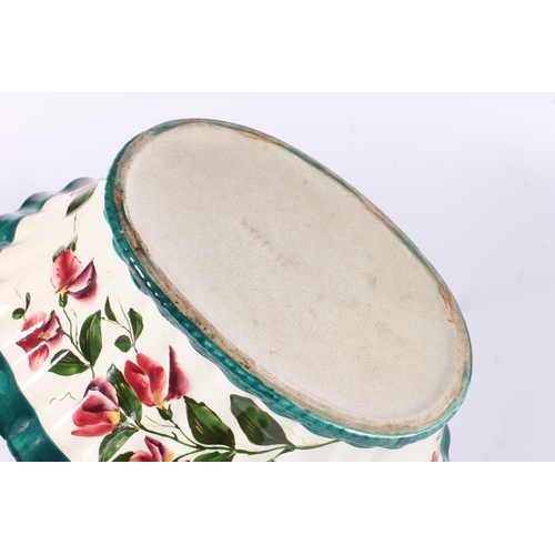 460 - Large Wemyss pottery trug basket, decorated with wild sweet pea, W41cm.