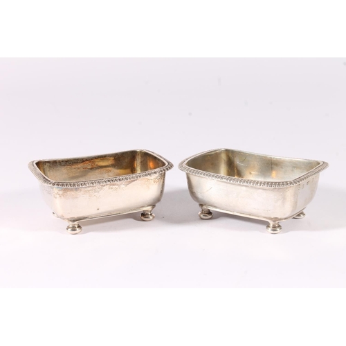 74 - Pair of Georgian silver salt cellars by George McHattie, Edinburgh 1809, and two modern salts, 337g ... 