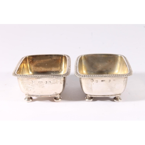 74 - Pair of Georgian silver salt cellars by George McHattie, Edinburgh 1809, and two modern salts, 337g ... 