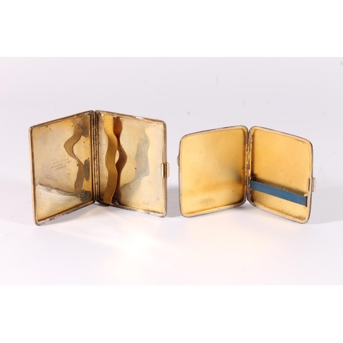 75 - Art Deco silver gilt cigarette case, marks rubbed but probably Adie Brothers Ltd, 143g, another by W... 