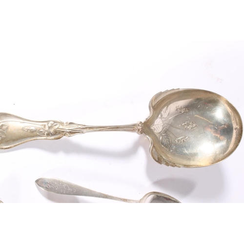 78 - American silver flatware to include a floral patterned serving spoon by Whiting Manufacturing Co., o... 