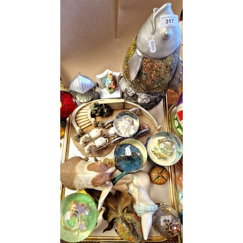 317 - Collection of snowglobes including Disney, fish ornaments, guinea pig, etc