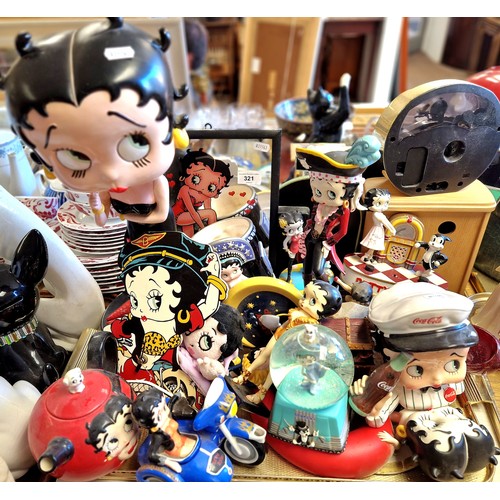 321 - Collection of Betty Boop memorabilia to include figurines, teapots, clock, etc