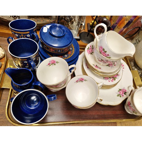 353 - Queen Anne part tea set, a West German coffee set etc.