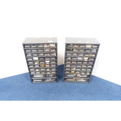 1 - Two collectors' cabinets containing a large collection of model railway accessories to include wheel... 