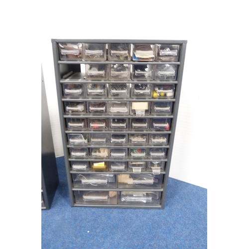 1 - Two collectors' cabinets containing a large collection of model railway accessories to include wheel... 