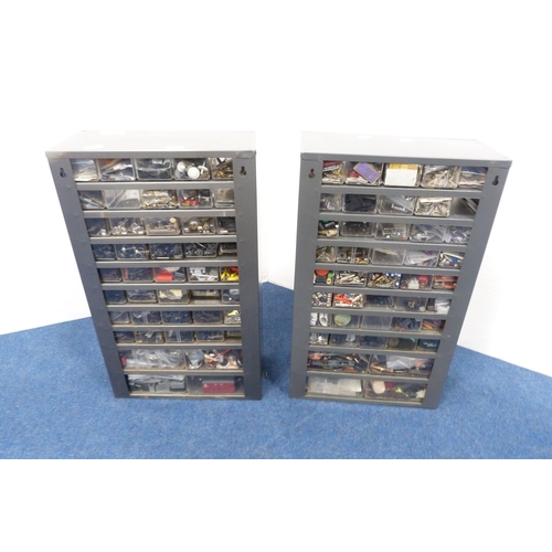 1 - Two collectors' cabinets containing a large collection of model railway accessories to include wheel... 