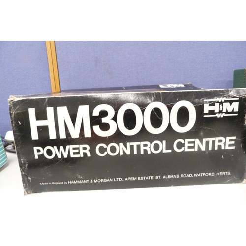 10 - HM3000 power control centre, two Tri-ang power units and a boxed Duette dual control unit.