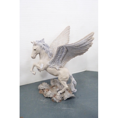 102 - Group of miscellaneous figures to include bisque male and female, contemporary figure of Pegasus, co... 