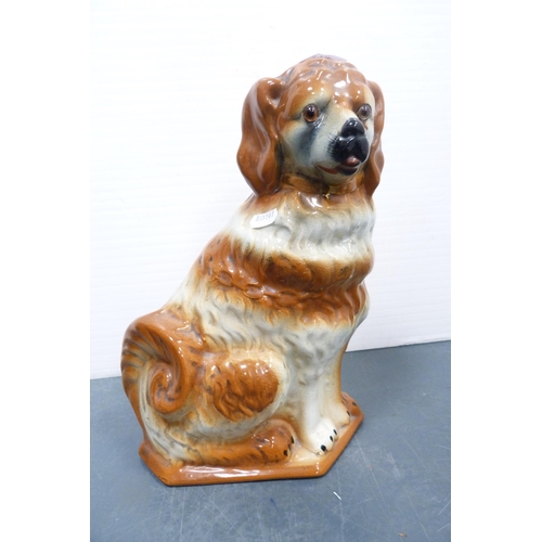 119 - Pair of early 20th century wally dogs with amber-coloured glass eyes.  (2)