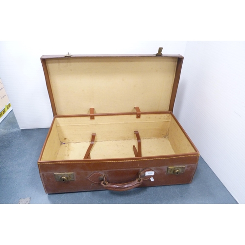 129 - Two vintage suitcases, one with brass locks.  (2)