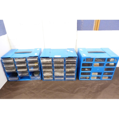 14 - Three collectors' boxes containing various model railway parts, screws, accessories etc.