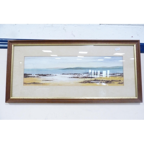 146 - Scottish SchoolBeach sceneSigned indistinctly, pastel, also a snowy landscape by Beryl Ross, signed ... 