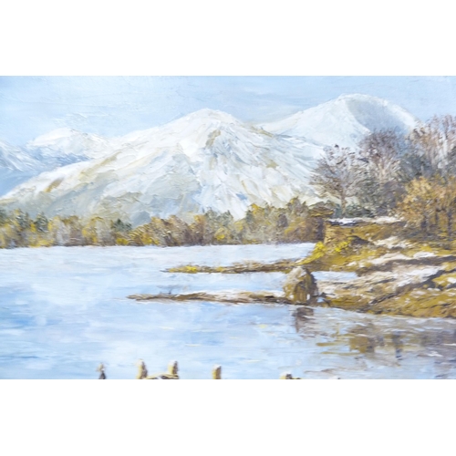 146 - Scottish SchoolBeach sceneSigned indistinctly, pastel, also a snowy landscape by Beryl Ross, signed ... 