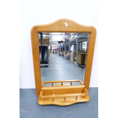 154 - Two modern gilt-framed wall mirrors, modern pine wall mirror, oval wall mirror and a bathroom-t... 