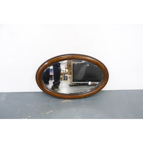 154 - Two modern gilt-framed wall mirrors, modern pine wall mirror, oval wall mirror and a bathroom-t... 