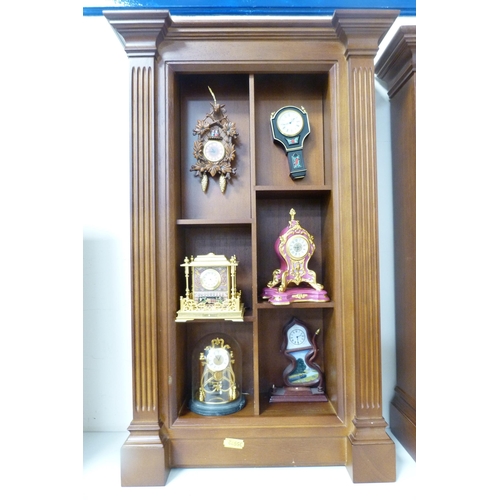 156 - Collection of modern Franklin Mint miniature timepieces to include a skeleton clock in domed case, c... 