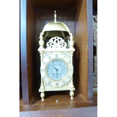 156 - Collection of modern Franklin Mint miniature timepieces to include a skeleton clock in domed case, c... 