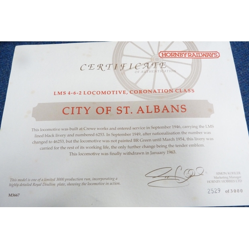 16 - Limited edition Hornby Railways 00 gauge LMS 4-6-2 locomotive Coronation Class 'City of St Albans', ... 