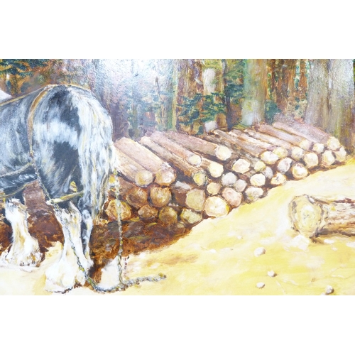 168 - A NicolHeavy horsesSigned and dated 1979, oil on board.