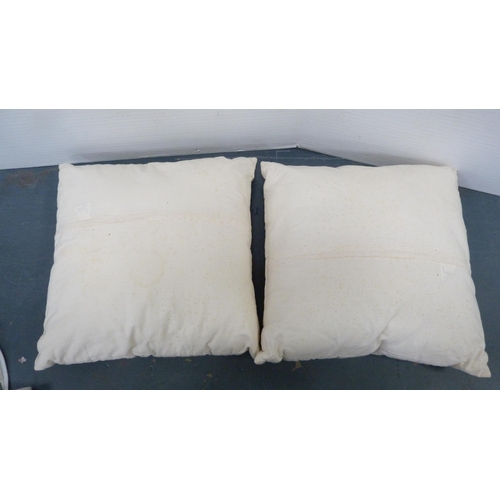 170 - Pair of Spanish embroidered cushions, a double duvet and chair cushions.