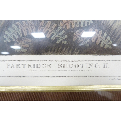 171 - Set of four antique coloured titled sporting prints, 'Pheasant Shooting', 'Grouse Shooting', 'Hare S... 