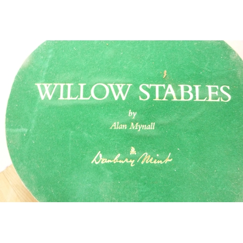 195 - Four titled model buildings to include three by Danbury Mint, train station, 'Willow Stables' by Ala... 