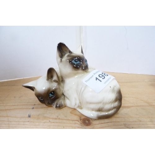 198 - Royal Doulton porcelain group of two kittens and a group of posy ornaments.