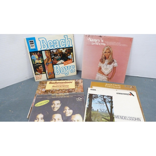 218 - Box of classical and easy listening vinyl albums to include The Graduate soundtrack, Simon and Garfu... 