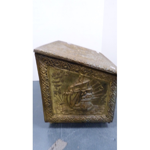 219 - Brass log box.