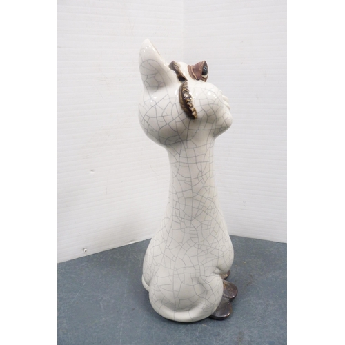 224 - Humorous crackle glazed unmarked figure of a cat. 