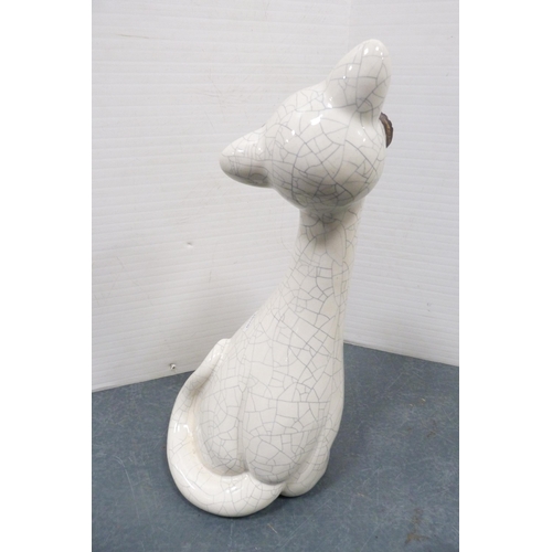 224 - Humorous crackle glazed unmarked figure of a cat. 