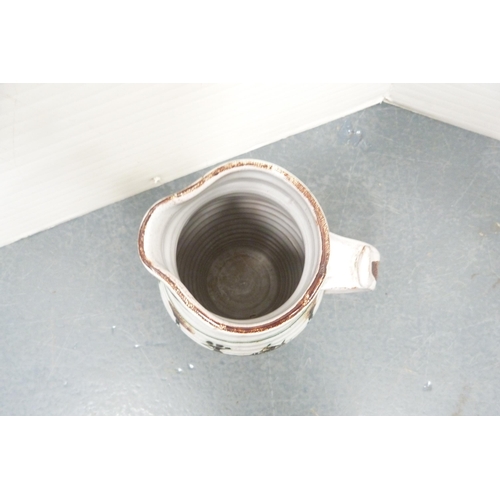 226 - Studio pottery jug, studio red glazed bowl and art glass bowl. (3)