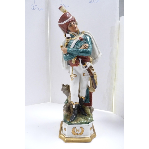 236 - Capodimonte porcelain figure modelled as Napoleon Bonaparte in military uniform, and a Sitzendorf po... 