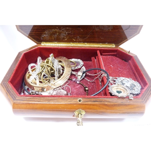 255 - Collection of costume jewellery to include brooches, necklaces etc., contained in a box and an Itali... 