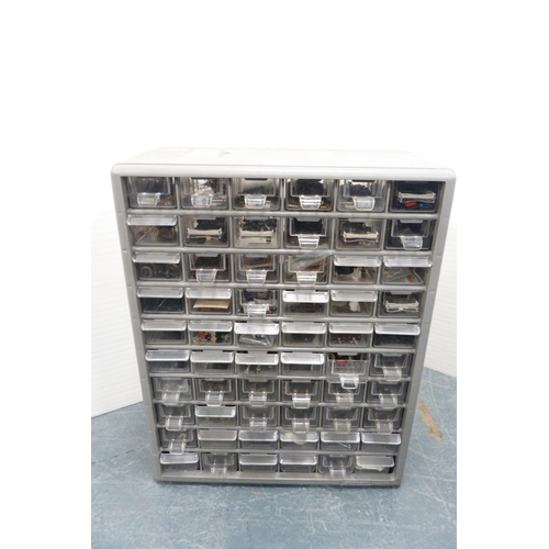 26 - Two storage boxes containing assorted model railway parts, accessories, electrical components etc.